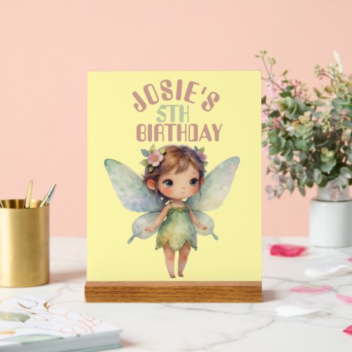 Enchanted Woodland Fairy: pastel green Sprite Acrylic Sign