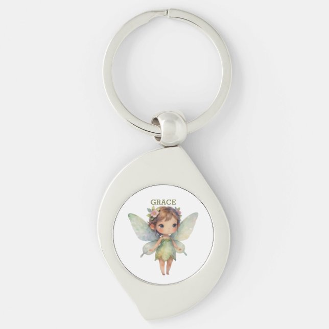 Enchanted Woodland Fairy: pastel green Sprite Keychain (Front)