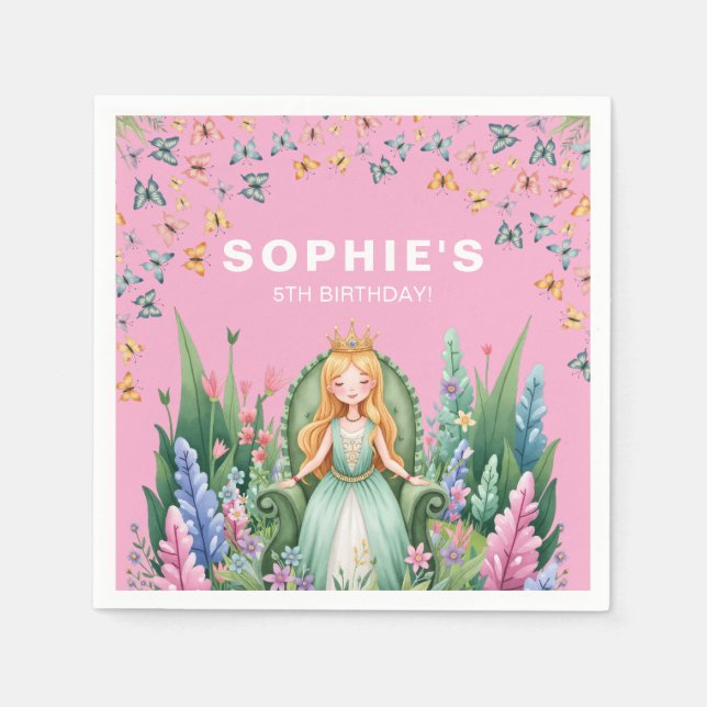 Enchanted Woodland Fairy Princess Birthday Napkins (Front)