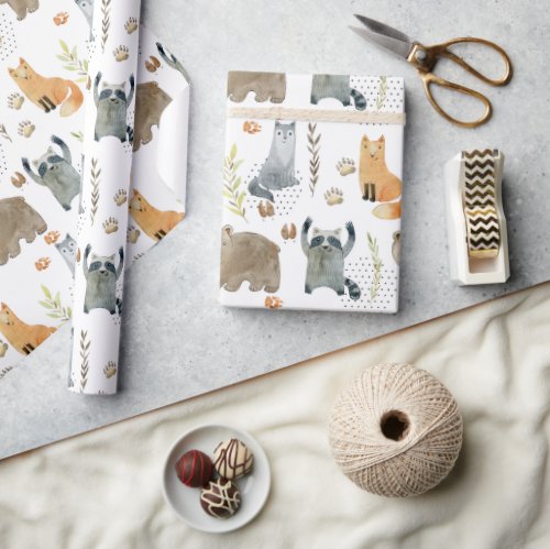 Enchanted Woodland Forest Animals Baby Shower Gift Wrapping Paper