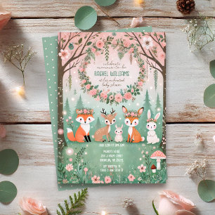 Enchanted Woodland Forest Creatures Baby Shower  Invitation