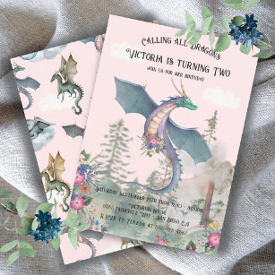 Enchanted Woodland Forest Dragon Birthday Invitati Invitation