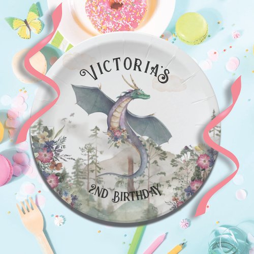 Enchanted Woodland Forest Dragon Birthday Paper Plates