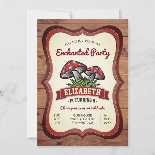 Enchanted Woodland Forest Mushrooms Birthday Party Invitation | Zazzle.com