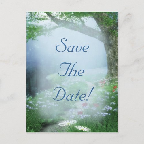 Enchanted Woodland Forest Save The Date Wedding Announcement Postcard