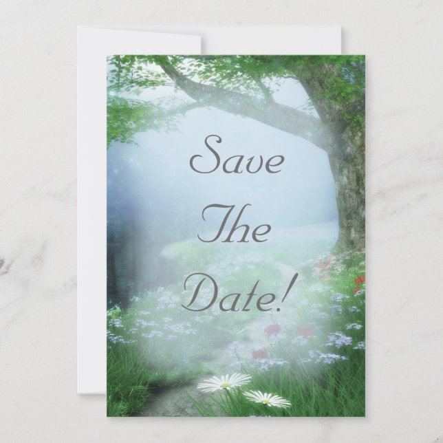 Enchanted Woodland Forest Save The Date Wedding Invitation (Front)