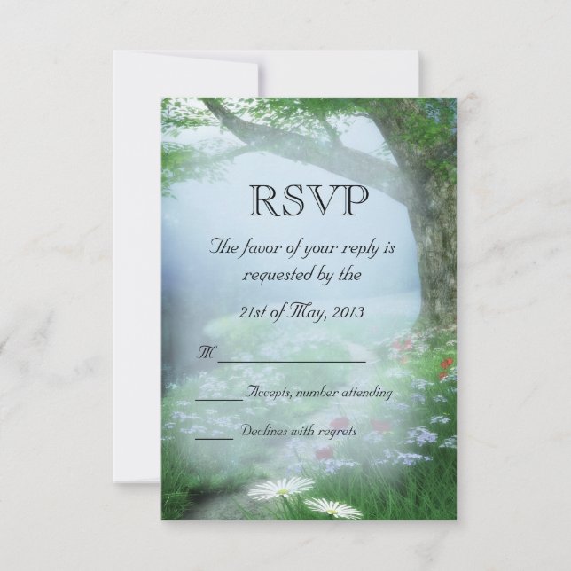 Enchanted Woodland Forest Wedding RSVP Card (Front)