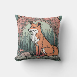 Enchanted Woodland Fox D6 Throw Pillow