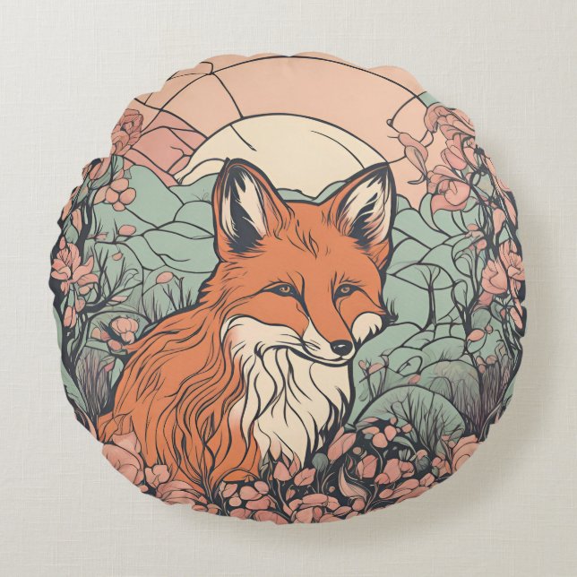 Enchanted Woodland Fox D9 Round Pillow (Front)