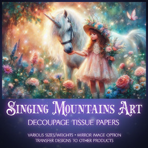 Enchanted Woodland Garden Unicorn Decoupage Tissue Paper