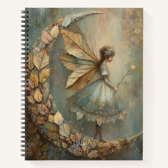 Enchanted Woodland Leaf Fairy Fantasy Personalized Notebook (Front)