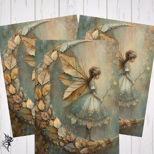 Enchanted Woodland Leaf Fairy Watercolor Fantasy Wrapping Paper Sheets
