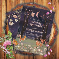 Enchanted Woodland Moonlight Baby Shower Invitation