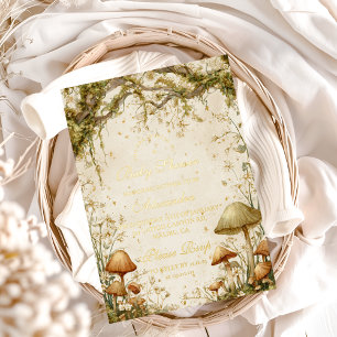 Enchanted Woodland Mushroom Baby Shower Foil Invitation