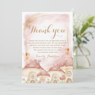 Enchanted Woodland Mushroom Baby Shower  Thank You Card