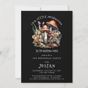 Enchanted Woodland Mushrooms Woodland 1st Birthday Invitation