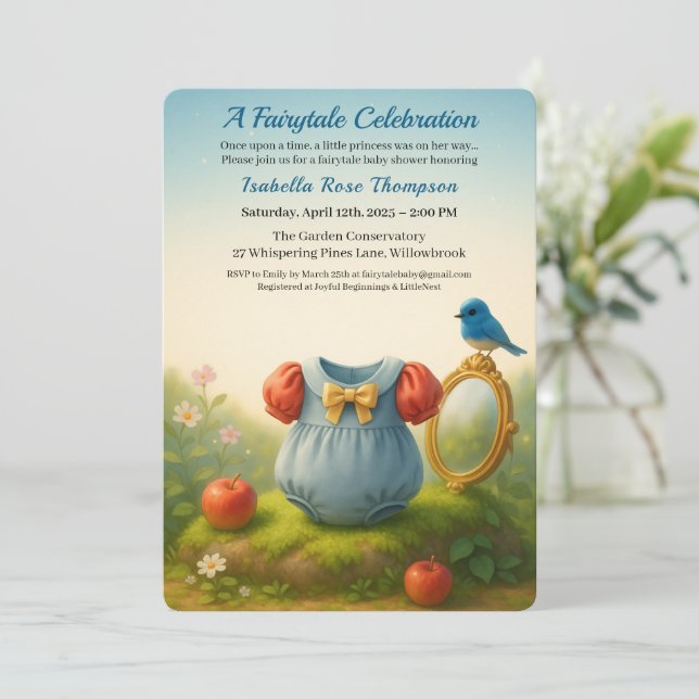 Enchanted Woodland Princess Baby Shower Fairytale  Invitation (Standing Front)