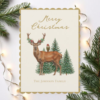 Enchanted Woodland Stag Christmas Holiday Card