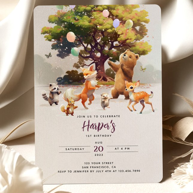Enchanted Woodland Watercolor Birthday Party  Invitation (Creator Uploaded)