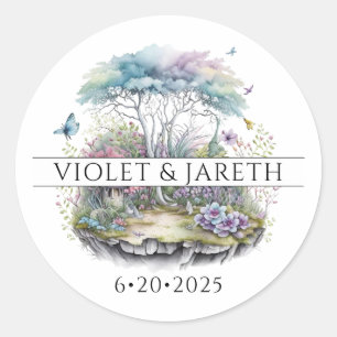 Enchanted Woodlands Fairytale Wedding Classic Rou Round Sticker