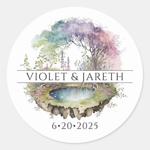 Enchanted Woodlands Fairytale Wedding  Classic Round Sticker