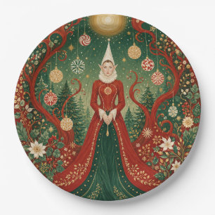 Enchanted Yuletide Forest Elf Queen Paper Plates