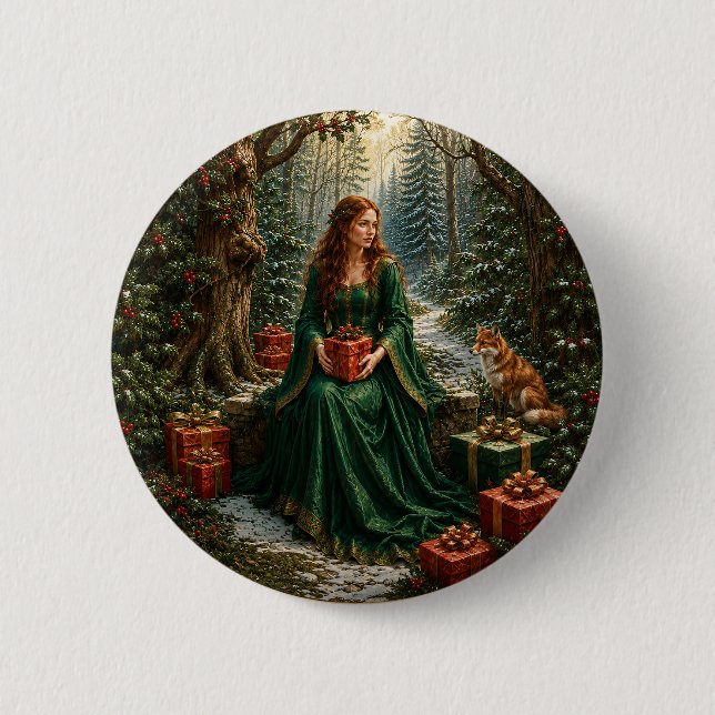 Enchanted Yuletide Woodland Button (Front)