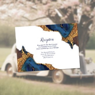 Enchanting Abstract Blue Gold Wedding Reception