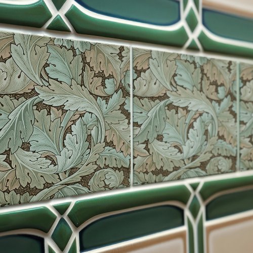 Enchanting Acanthus William Morris Floral  Ceramic Tile