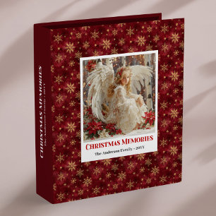 Enchanting Angel Red Poinsettia Christmas Keepsake 3 Ring Binder