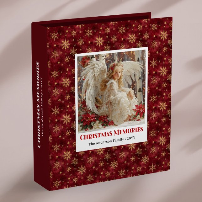 Enchanting Angel Red Poinsettia Christmas Keepsake 3 Ring Binder (Enchanting Angel Red Poinsettia Christmas Keepsake memory album)