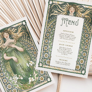 Enchanting Art Nouveau Floral Wedding Menu Card