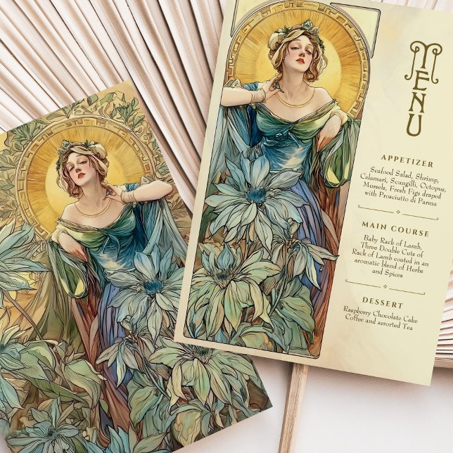 Enchanting Art Nouveau Wedding Sunlit Menu Card (Creator Uploaded)
