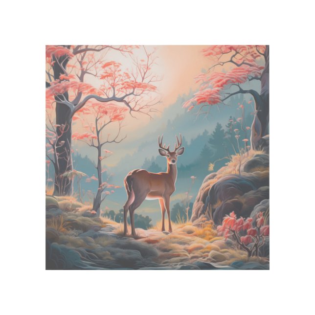 Enchanting Autumn Deer Forest Scene Design Gallery Wrap (Front)