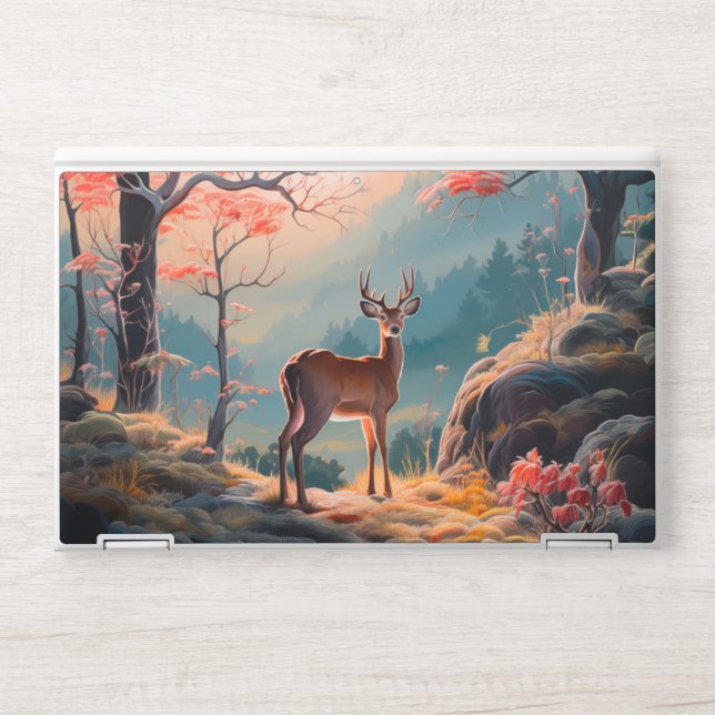 Enchanting Autumn Deer Forest Scene Design HP Laptop Skin (Front)