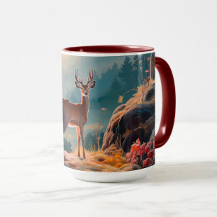 Enchanting Autumn Deer Forest Scene Design Mug