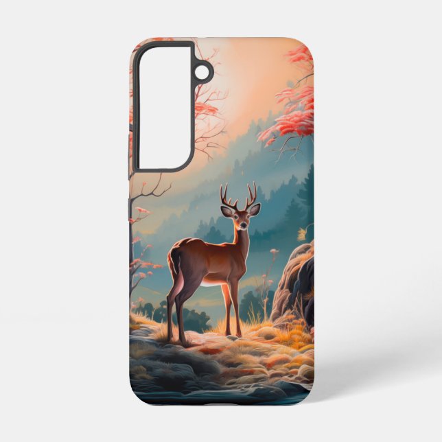 Enchanting Autumn Deer Forest Scene Design Samsung Galaxy Case (Back)