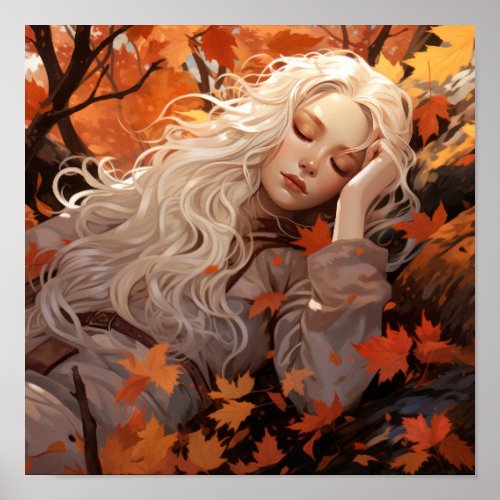 Enchanting Autumn Dream - Girl with Long White Hai