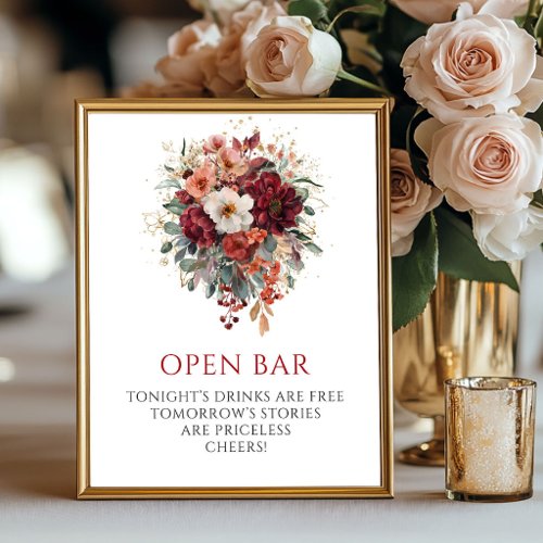 Enchanting Autumn Greenery Open Bar 8x10 Sign