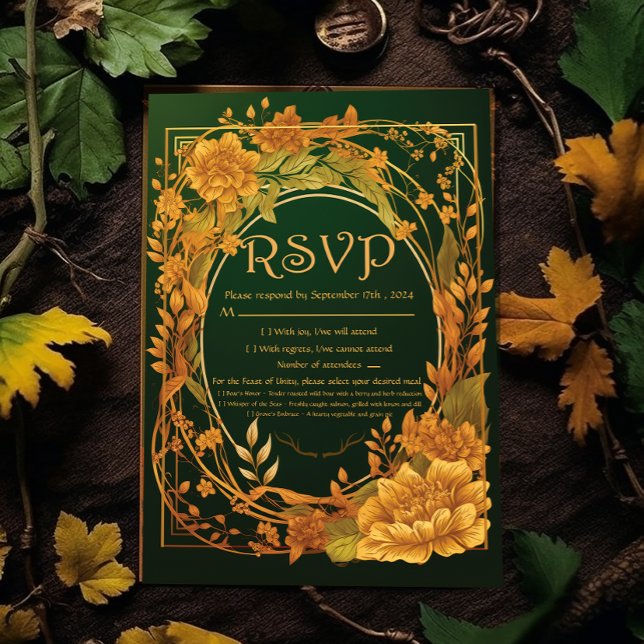Enchanting Autumn Themed Druid Hill RSVP Wedding Card (Creator Uploaded)
