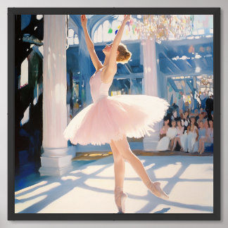 Enchanting Ballet Bliss: Graceful Art in Soft Pink Framed Art