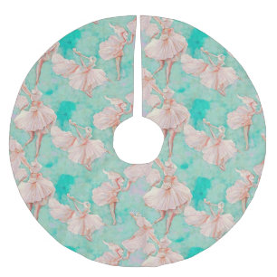 Enchanting Ballet-Themed Blue and Pink Pastel Brushed Polyester Tree Skirt