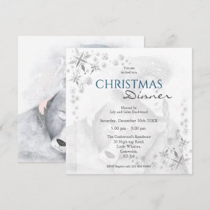 Enchanting bear and girl Festive Party Invitation