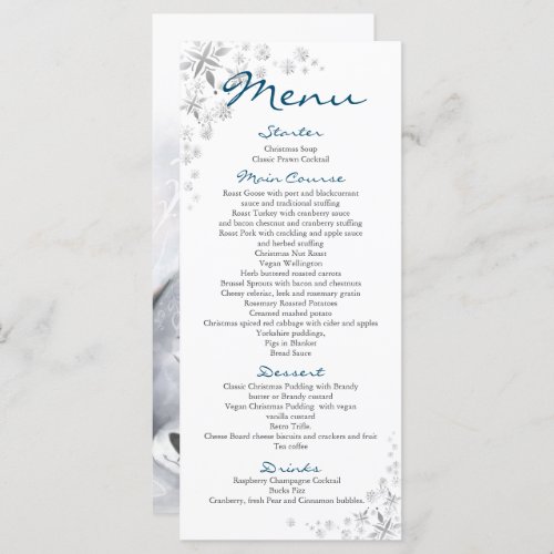 Enchanting bear and girl snowflakes Festive   Menu