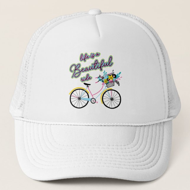 Enchanting Bicycle: Life is a Beautiful Ride Trucker Hat (Front)