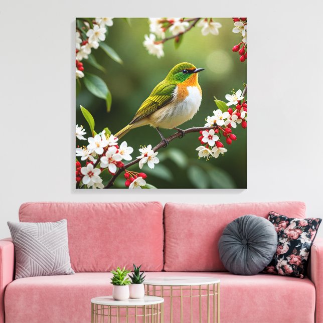 Enchanting Bird of Blossoms Canvas Print (Insitu(LivingRoom))