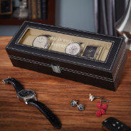 Enchanting Black Engraved Leather Watch Case at Zazzle