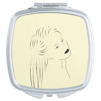 Enchanting Black Line Art Female Visual Compact Mi Compact Mirror