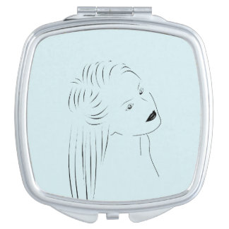Enchanting Black Line Art Female Visual Compact Mirror