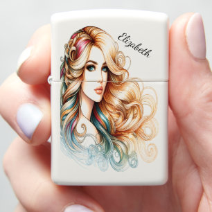 Enchanting Blonde American Woman Zippo Lighter
